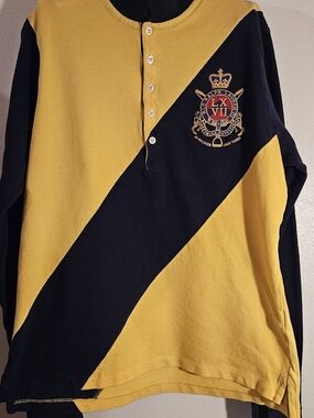 Ralph Lauren Yellow & Navy Rugby Henley with Crest